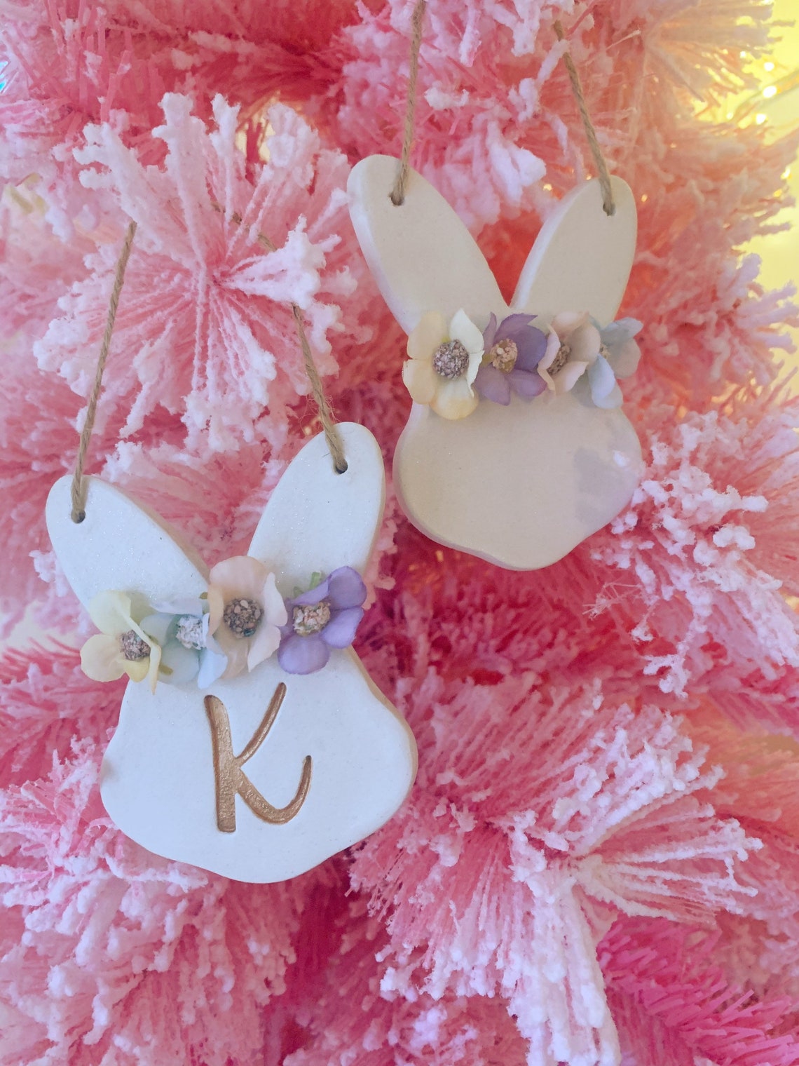 Personalised Easter Bunny Ornament with Floral Crown Easter Etsy