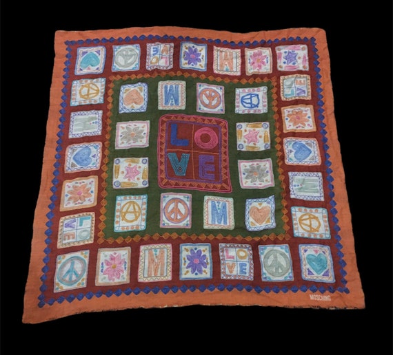 Vintage 90s MOSCHINO Wool Scarf Square Scarf