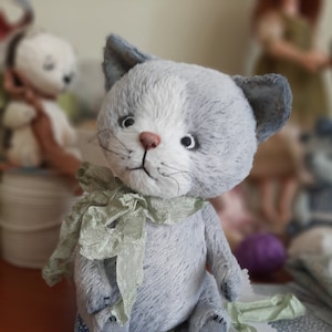 Make for order! Cute Teddy Cat, OOAK Artist Teddy Bear 6 inch Miniature Cat Author's Toy