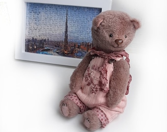 Teddy Bear Artist OOAK Pink Clothes, Vintage Style Teddy. Small Cute Teddy Bear.