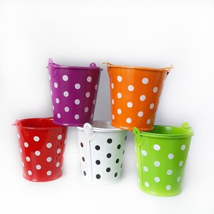 Metal Pail Polka Dot 2 3/4 inch Decor Blank Pails Mini