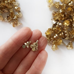 Mini Jingle Bells Small Metal Charm Gold Deco Pendant 8 (10) mm, Christmas bells