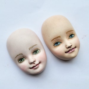 Teddy Doll Faces For Making Plush Doll. Sculptural Painted Parts doll