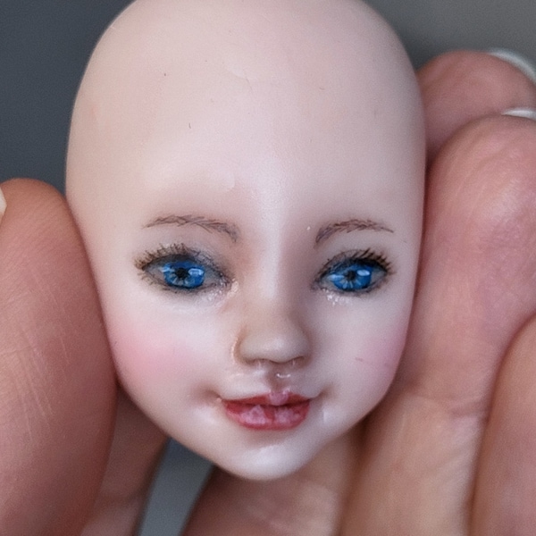 Doll Faces For Making Cotton Toy Ornament. Plush Teddy Doll. Sculptural Painted Parts For Doll's Body