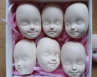 Teddy Doll Faces For Making Plush Doll.  A Set of  Sculptural Parts Doll For Self-Painting.