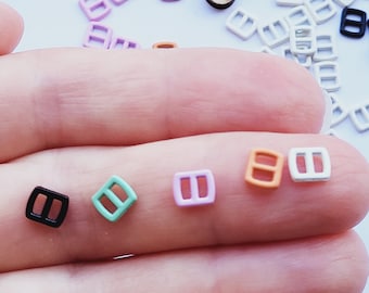 4mm Mini Doll Buckles, Tiny Metal Slider Fasteners for Blythe, Barbie, BJD, OB11 Doll Clothes Making, Miniature Belt & Bag Supplies
