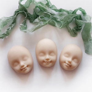 Doll Faces For Making Plush Teddy Doll.  Fimo Artdoll. A Set of  Sculptural Parts Doll For Self-Painting.