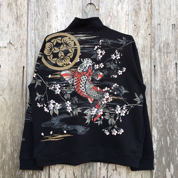 Japanische Koi Sukajan Souvenir Jacke Zip Up Sweatshirt