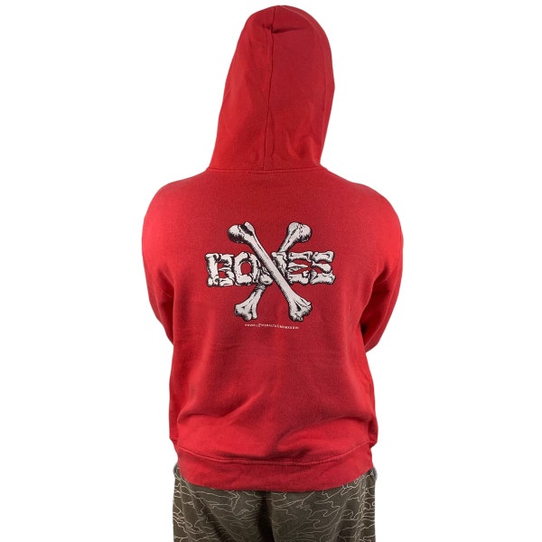 Vintage Powell Peralta Bones Hoodie Rode Kleur Powell Peralta Bones Brigade Team Hoodie