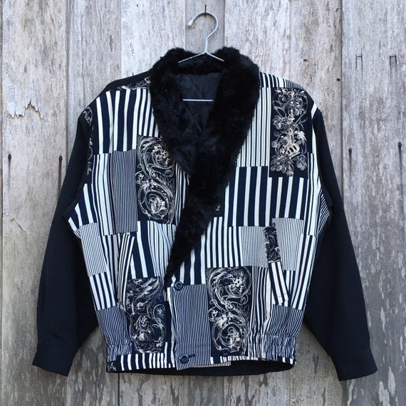 Baroque Print Bomber Silk Jacket