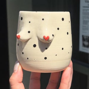 Ceramic Boobie Pots 9.5 H X 8.5W , planters, boob pot, boob planter, handmade, Wheel Thrown