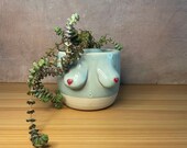 Ceramic Boobie Pots 8x8 , planters, boob pot, boob planter, handmade, Wheel Thrown