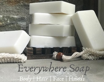 Honey Goat's Milk Soap | Handmade Everywhere Bar Body Shampoo | Zero Waste Hypoallergenic Sustainable Psoriasis Eczema SLS/SLES Free