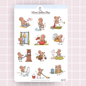 Pegatinas para el planificador de tareas domésticas Ratón lindo