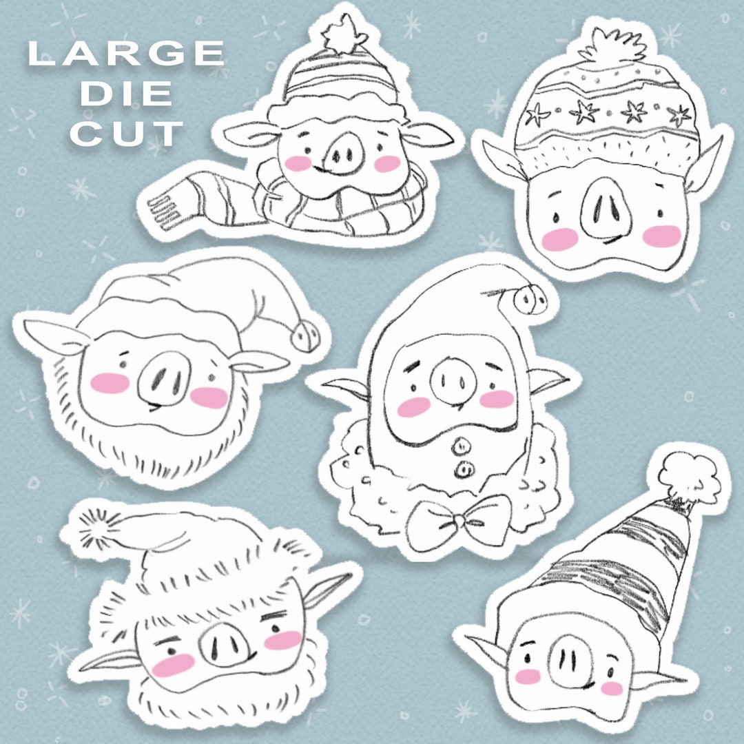 Cute Christmas Pigs Sticker Set Sketchbook Planner Journal Crafting ...