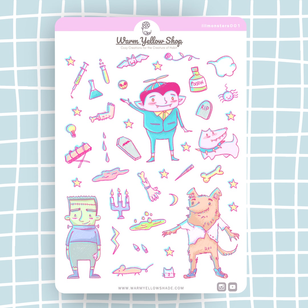 Cute Monster Planner Stickers Classic Monsters Halloween - Etsy