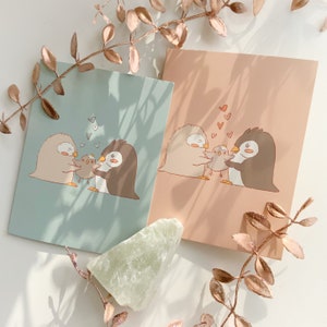 Carte de remerciements pour bébé || Bleu corail poussiéreux || Faire-part de bébé d'invitation de baby shower || Je suis un garçon || C'est une fille