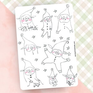Schattige varkensstickers kerstelf planner december