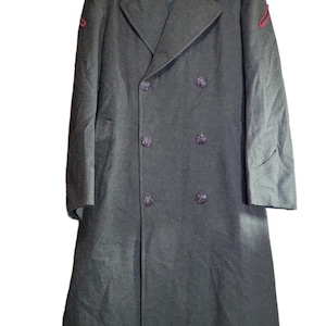 Vintage USMC Wool Trench Coat: 70s Military Jacket, Size 34S - Etsy