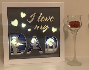 I love my Dad, Father’s Day Gift, Grandfather, Kids, Decorative Lightbox light Shadow Box Shadowbox Frame, Great gift!  Beautifully unique!