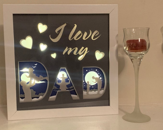 I love my Dad, Father’s Day Gift, Grandfather, Kids, Decorative Lightbox light Shadow Box Shadowbox Frame, Great gift!  Beautifully unique!