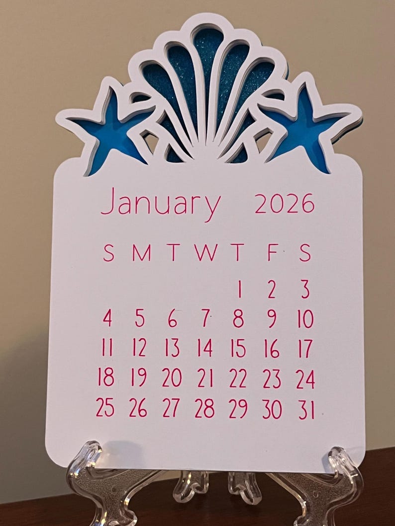 2026 Sea Shells Desktop Calendar With Stand, Notepad Style, Ocean ...