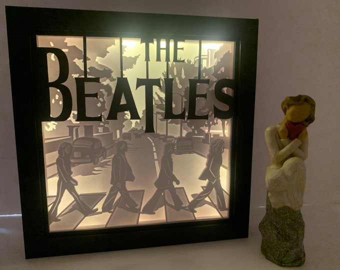 The Beatles band; Abbey Road, Abby Road,, Lightbox lighted shadow box frame , LED lamp, home decor, great gift for husband or friend.