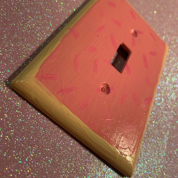 Pink Strawberry POPTART with sprinkles Light Switch Cover Plate, Created by Autistic Artist, Support Art in Autism, Spread Awareness,