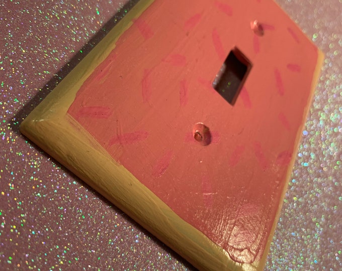 Pink Strawberry POPTART with sprinkles Light Switch Cover Plate, Created by Autistic Artist, Support Art in Autism, Spread Awareness,