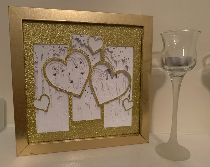 Golden Anniversary Frame, Shadow Box Frame, wall art, gift for Couple, Anniversary Gift, 25th Anniversary, gift for wife, gift for parents
