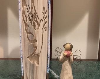 Faith book fold, Dove of Peace, Decorative Religious bookfold, Home decor,Room decor, Unique One of a Kind, Great gift for mom wife