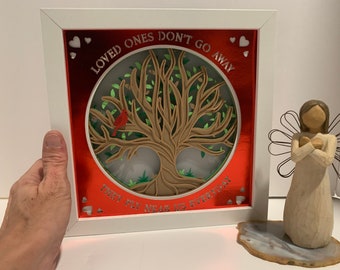 Cardinals Appear When Loved Ones are Near, Memorial lamp, Lighted shadow Box, Decorative Shadow Box, Shadowbox Frame, Great Memorial Piece