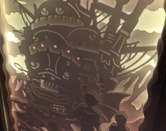 Howl’s Moving Castle, Anime Lightbox lamp, LED sign, wall/ shelf art decor, Studio Ghibli, Japanese Anime,