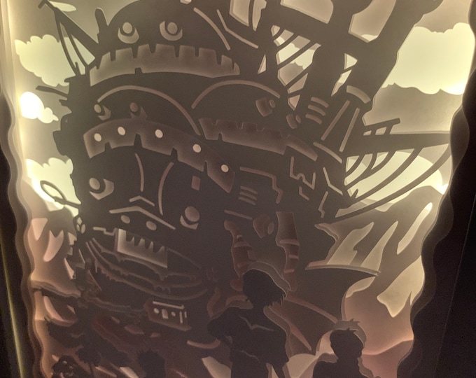 Howl’s Moving Castle, Anime Lightbox lamp, LED sign, wall/ shelf art decor, Studio Ghibli, Japanese Anime,