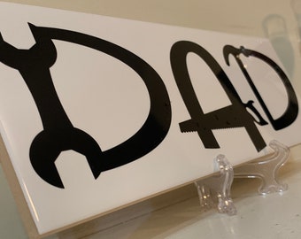 Father Dad Decorative Name Plate Plaque, customize with kids names, Great Father’s Day gift, includes FREE stand