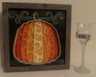 Fall Pumpkin, layered wall art, Decorative Frame, Thanksgiving decor, table sign, fall decor, pumpkin decor, Great for housewarming gift.
