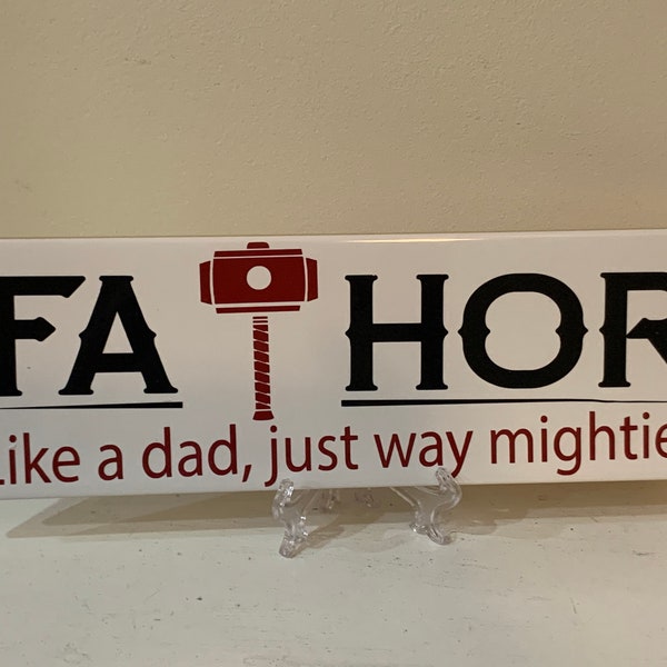 FaTHOR Father Dad Decorative Name Plate Plaque, Great Father’s Day gift, includes FREE stand