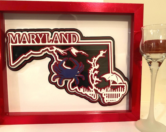 Maryland state, blue crabs, Decorative Shadow Box Shadowbox Frame, decor. Great gift!  Beautiful & unique!
