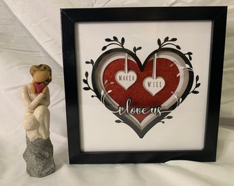 I Love Us, PERSONALIZED lighted shadow box frame, Lightbox, LED table decor,light lamp, shelf wall decor, great for an Anniversary gift