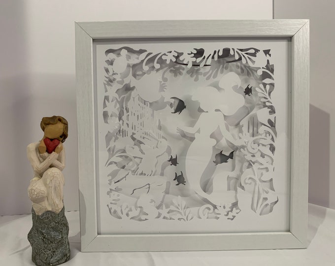 The Little Mermaid, Ariel, Under the Sea, Decorative Shadow Box Shadowbox Frame, Great gift!  Beautifully unique! Home Decor
