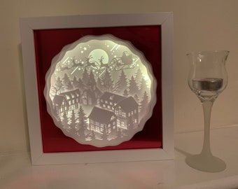 Christmas home decor, Christmas LED lamp, Christmas Shadow Box, Winter Wonderland, Christmas gift, Christmas decor, Santa decor
