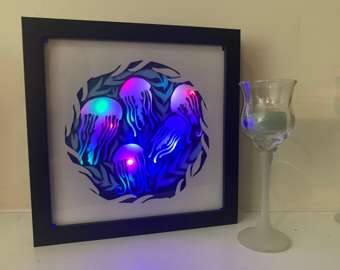 Jellyfish Jelly Fish Ocean, Beach Life, Salt Life, Decorative Shadow Box Shadowbox Frame, Great gift!  Beautifully unique! Home Decor