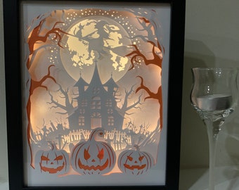 Halloween home decor, Halloween LED lamp, Halloween Shadow Box, Pumpkin, Halloween gift, Halloween lights, Halloween decor, Haunted House