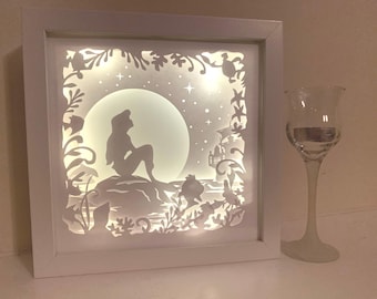 The Little Mermaid, Ariel, Beach Life, Decorative Shadow Box Shadowbox Frame, Great gift! Beautifully unique! Home Decor