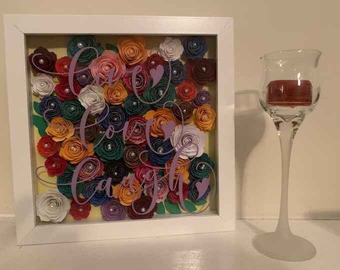 Live, Love, Laugh!” Great Gift for Mom, Grandma, Sister, Friend!  Shadow box Frame, Gift, Paper Flowers, unique Shadowbox!
