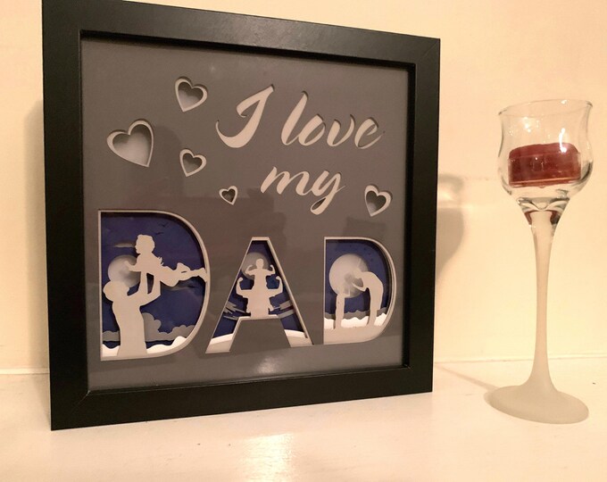 I love my Dad, Father’s Day Gift, Grandfather, Kids, Decorative Lightbox light Shadow Box Shadowbox Frame, Great gift!  Beautifully unique!