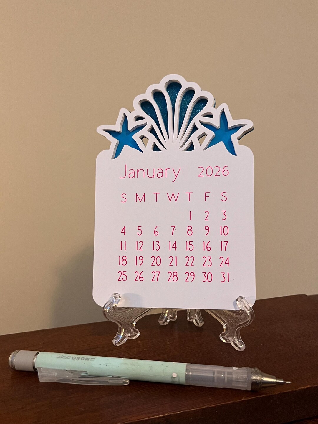 2026 Sea Shells Desktop Calendar With Stand, Notepad Style, Ocean ...