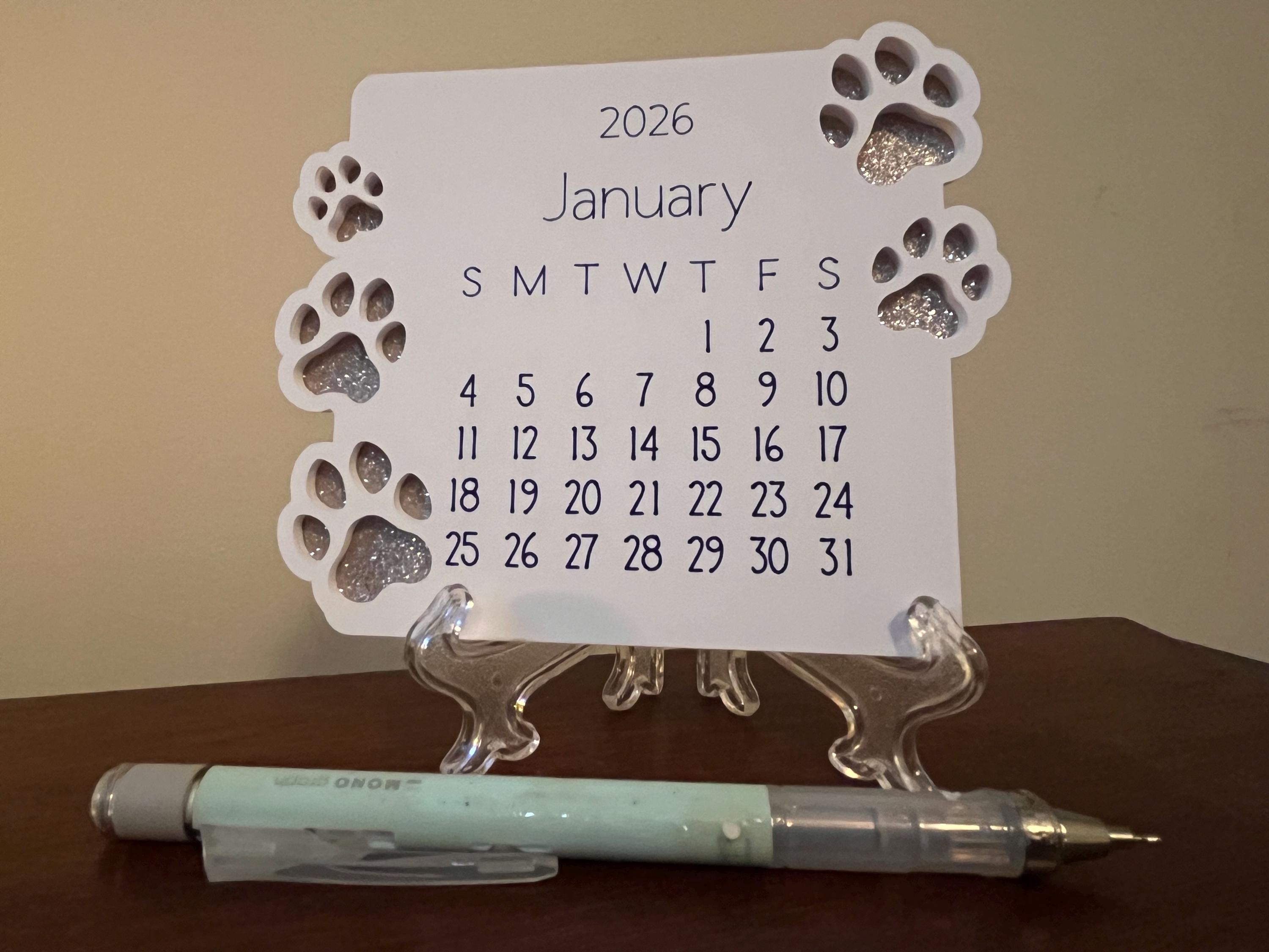 Paw Print Cat Calendar - Etsy