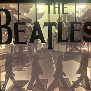 The Beatles band; Abbey Road, Abby Road,, Lightbox lighted shadow box frame , LED lamp, home decor, great gift for husband or friend.