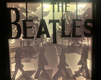 The Beatles band; Abbey Road, Abby Road,, Lightbox lighted shadow box frame , LED lamp, home decor, great gift for husband or friend.
